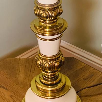 LOT:28: Set of 2 Mid Century Stiffel Table Lamps with Glass Torchiere Shade