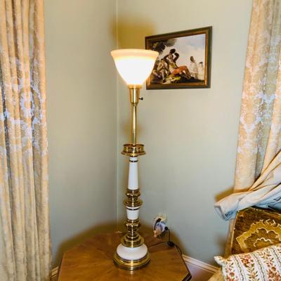 LOT:28: Set of 2 Mid Century Stiffel Table Lamps with Glass Torchiere Shade