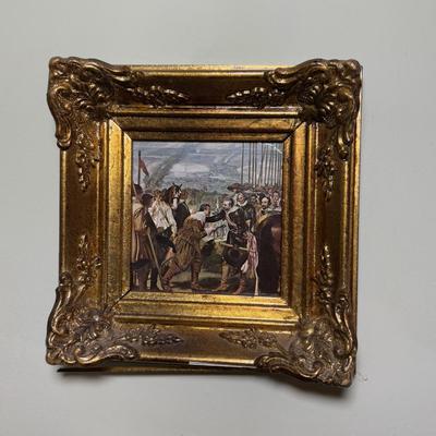 LOT:30: Collection of 8 Miniature Golden Wooden Framed Classical Wall Art