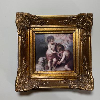 LOT:30: Collection of 8 Miniature Golden Wooden Framed Classical Wall Art