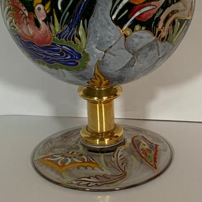 LOT:33: Large Vintage Hand Painted Enamel Vase Signed "Royo" Medieval Style