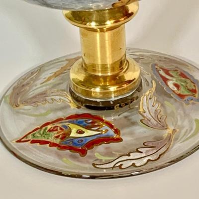 LOT:33: Large Vintage Hand Painted Enamel Vase Signed "Royo" Medieval Style