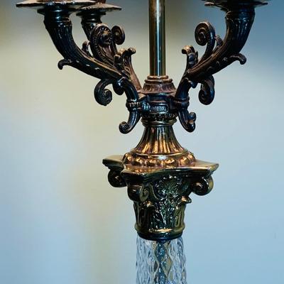 LOT:34: Vintage Crystal Table Lamp with Marble Base