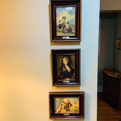 LOT:35: Collection of (3) Vintage Miniature Framed F. Goya Wall Art