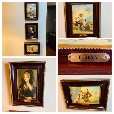 LOT:35: Collection of (3) Vintage Miniature Framed F. Goya Wall Art