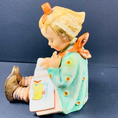 LOT:38: Set of 2 Goebel Hummel Figurines Large Book and Goose Girl