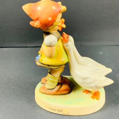 LOT:38: Set of 2 Goebel Hummel Figurines Large Book and Goose Girl