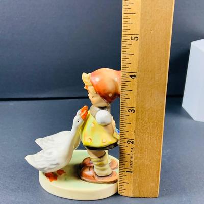 LOT:38: Set of 2 Goebel Hummel Figurines Large Book and Goose Girl