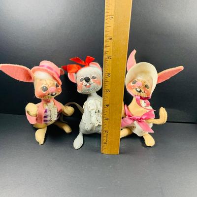 LOT:40: Collection of 3 Annalee Mobilitee Dolls - (2) Rabbits from 1965 and a Mouse from 1971