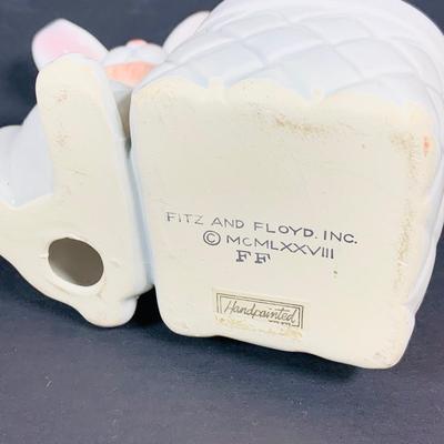 LOT 42: Lefton Rabbits, Dept 56 Chicks and Wooden Eggs, Fitz and Floyd Rabbit with Basket, Pendelfin Rabbits, Ceramic Baskets, Eggs and More