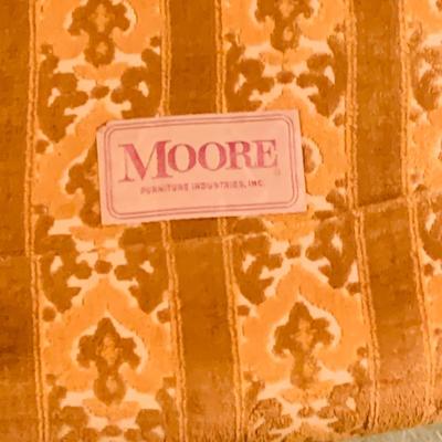 LOT:45: Vintage Cane Back Arm Chair by Moore Furniture and a Stiffel Brass Floor Lamp with Glass Table