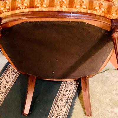 LOT:45: Vintage Cane Back Arm Chair by Moore Furniture and a Stiffel Brass Floor Lamp with Glass Table