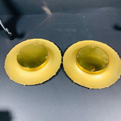 LOT:44: Vintage French Ornate Brass Framed Porcelain Cameos by Fragonard, Miniature Wall Art Porcelain Ashtrays and Mini Plates