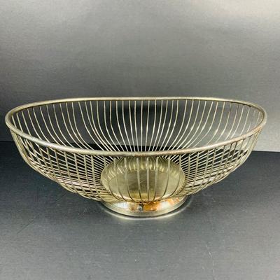 LOT:46: Wine Cheese & More Mid Century Collection Featuring Sandwich Plate, Cheese Wooden Stainless Steel Bowl and Wire Basket,...