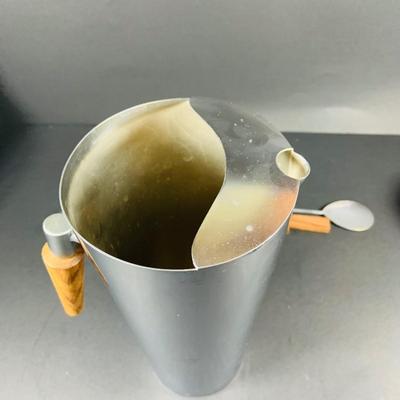 LOT:46: Wine Cheese & More Mid Century Collection Featuring Sandwich Plate, Cheese Wooden Stainless Steel Bowl and Wire Basket,...