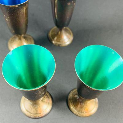 LOT:47: Alvin Sterling Silver Colored Enamel Cordial Set with Tray