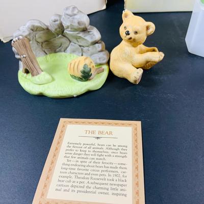 LOT:48: Franklin MInt Woodland Surprise Collection of Porcelain Figures - Bear, Mouse, Turtle, Fox, Frog