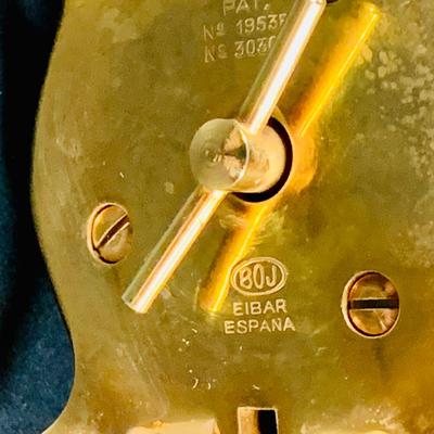 LOT:50: Vintage BOJ Eibar Spanish Brass Turtle Bell, Vintage Cobalt Blue Hand Painted Glass Vase/Glass, Mini Limoges Soup Tureen, Plate...