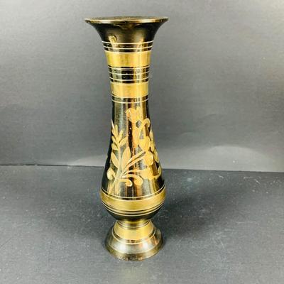 LOT:50: Vintage BOJ Eibar Spanish Brass Turtle Bell, Vintage Cobalt Blue Hand Painted Glass Vase/Glass, Mini Limoges Soup Tureen, Plate...