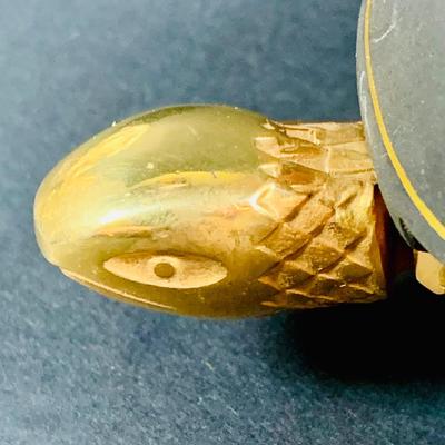 LOT:50: Vintage BOJ Eibar Spanish Brass Turtle Bell, Vintage Cobalt Blue Hand Painted Glass Vase/Glass, Mini Limoges Soup Tureen, Plate...