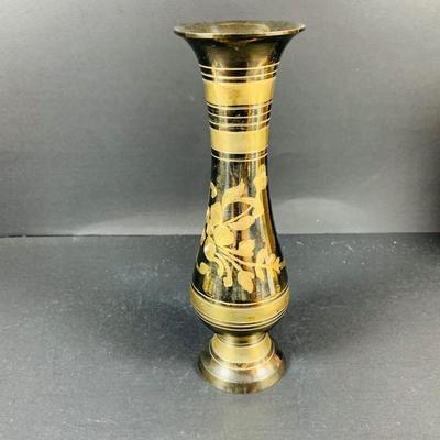 LOT:50: Vintage BOJ Eibar Spanish Brass Turtle Bell, Vintage Cobalt Blue Hand Painted Glass Vase/Glass, Mini Limoges Soup Tureen, Plate...