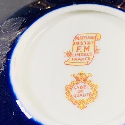 LOT:50: Vintage BOJ Eibar Spanish Brass Turtle Bell, Vintage Cobalt Blue Hand Painted Glass Vase/Glass, Mini Limoges Soup Tureen, Plate...