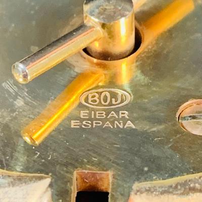 LOT:50: Vintage BOJ Eibar Spanish Brass Turtle Bell, Vintage Cobalt Blue Hand Painted Glass Vase/Glass, Mini Limoges Soup Tureen, Plate...