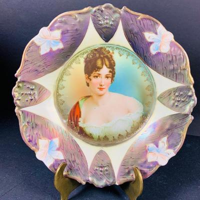 LOT:50: Vintage BOJ Eibar Spanish Brass Turtle Bell, Vintage Cobalt Blue Hand Painted Glass Vase/Glass, Mini Limoges Soup Tureen, Plate...