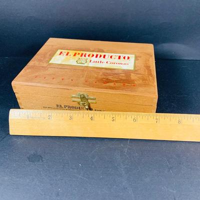 LOT:54: Large Vintage Ashtrays, Cigar Box and Vintage Match Book Cases