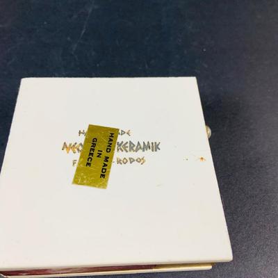 LOT:54: Large Vintage Ashtrays, Cigar Box and Vintage Match Book Cases