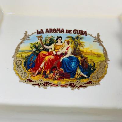 LOT:54: Large Vintage Ashtrays, Cigar Box and Vintage Match Book Cases