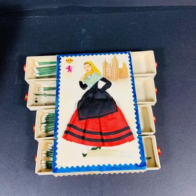 LOT:54: Large Vintage Ashtrays, Cigar Box and Vintage Match Book Cases