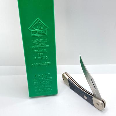 LOT 58: Pair of German Puma Knives - 6377 White Hunter with Leather Sheath and Puma 270 Lock Back Folding