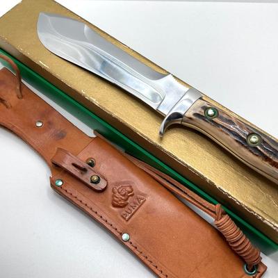 LOT 58: Pair of German Puma Knives - 6377 White Hunter with Leather Sheath and Puma 270 Lock Back Folding