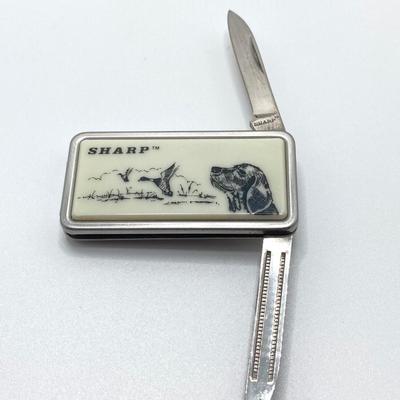 LOT 59: Manon 3,0 x Eschenback Optik Binoculars with Case, Sheffield Knives and Sharp Pocket Knife