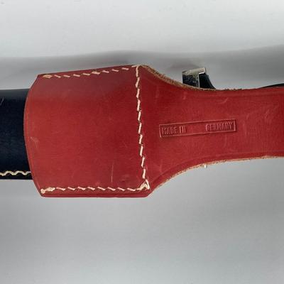 LOT 61: Super Black Viking Hoffritz N.Y. German Solingen Knife with Leather Sheath