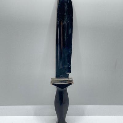 LOT 61: Super Black Viking Hoffritz N.Y. German Solingen Knife with Leather Sheath