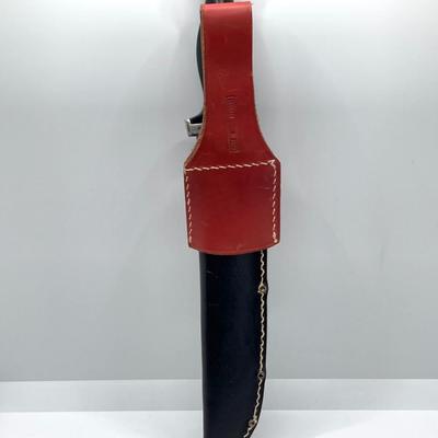 LOT 61: Super Black Viking Hoffritz N.Y. German Solingen Knife with Leather Sheath