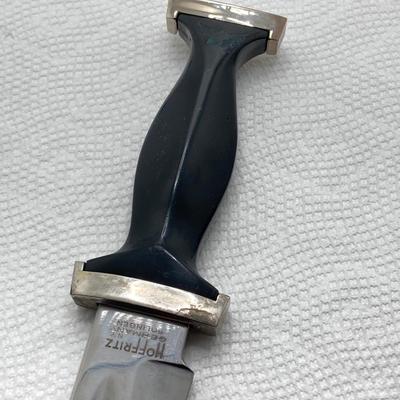 LOT 61: Super Black Viking Hoffritz N.Y. German Solingen Knife with Leather Sheath