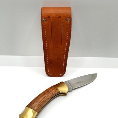 LOT 62: Boker Soligen Germany Tree Brand Classic 2000 440C Folding Knife with Leather Sheath