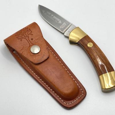 LOT 62: Boker Soligen Germany Tree Brand Classic 2000 440C Folding Knife with Leather Sheath
