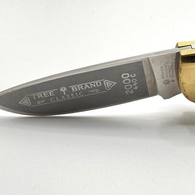 LOT 62: Boker Soligen Germany Tree Brand Classic 2000 440C Folding Knife with Leather Sheath
