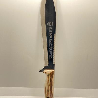 LOT 63: Pair of Aitor Knives - Survival with Leather Sheath and Original Box and Lock Back Folding