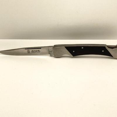 LOT 63: Pair of Aitor Knives - Survival with Leather Sheath and Original Box and Lock Back Folding