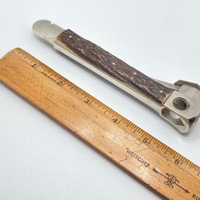 LOT 65: Vintage Solingen German Horn Handle Cigar Cutter, Eddie Bauer Classic Maple Yo-Yo / Shoe Horn, Sharp Folding Pocket Knife and More