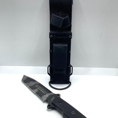 LOT 67: Smith & Wesson Homeland Security CKSUR5 Tanto Knife with Sheath in Original Box and Pair of Master Lock Gun Locks