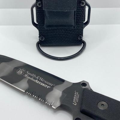 LOT 67: Smith & Wesson Homeland Security CKSUR5 Tanto Knife with Sheath in Original Box and Pair of Master Lock Gun Locks