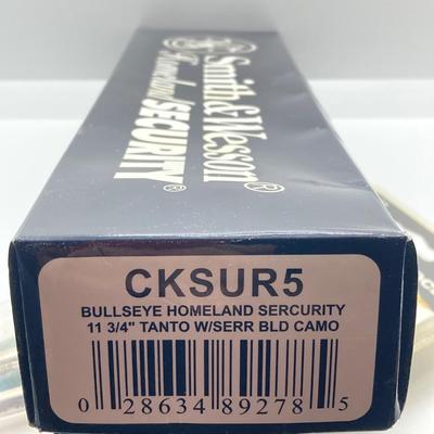 LOT 67: Smith & Wesson Homeland Security CKSUR5 Tanto Knife with Sheath in Original Box and Pair of Master Lock Gun Locks