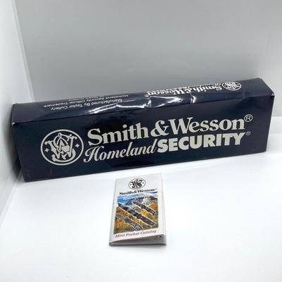 LOT 67: Smith & Wesson Homeland Security CKSUR5 Tanto Knife with Sheath in Original Box and Pair of Master Lock Gun Locks