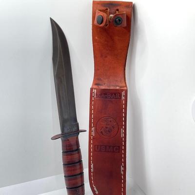 LOT 69: Ka-Bar U.S.M.C. Fighting Knife with Leather Sheath in Original Box